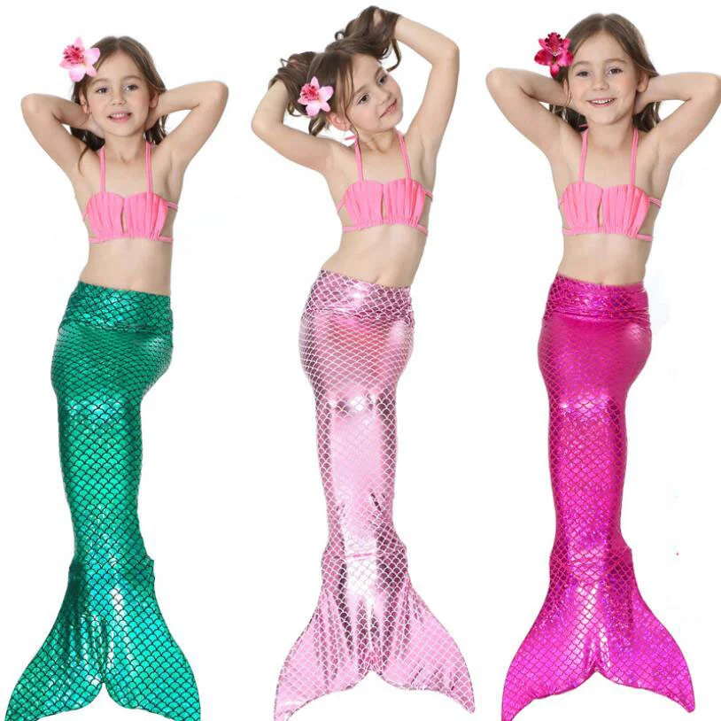 

【New store 】 3 Pcs Hot Kid Girls Mermaid Tail Bikini Set Girls Swimwear Summer mayo Chidren Girls Swimsuit Swimming Costume
