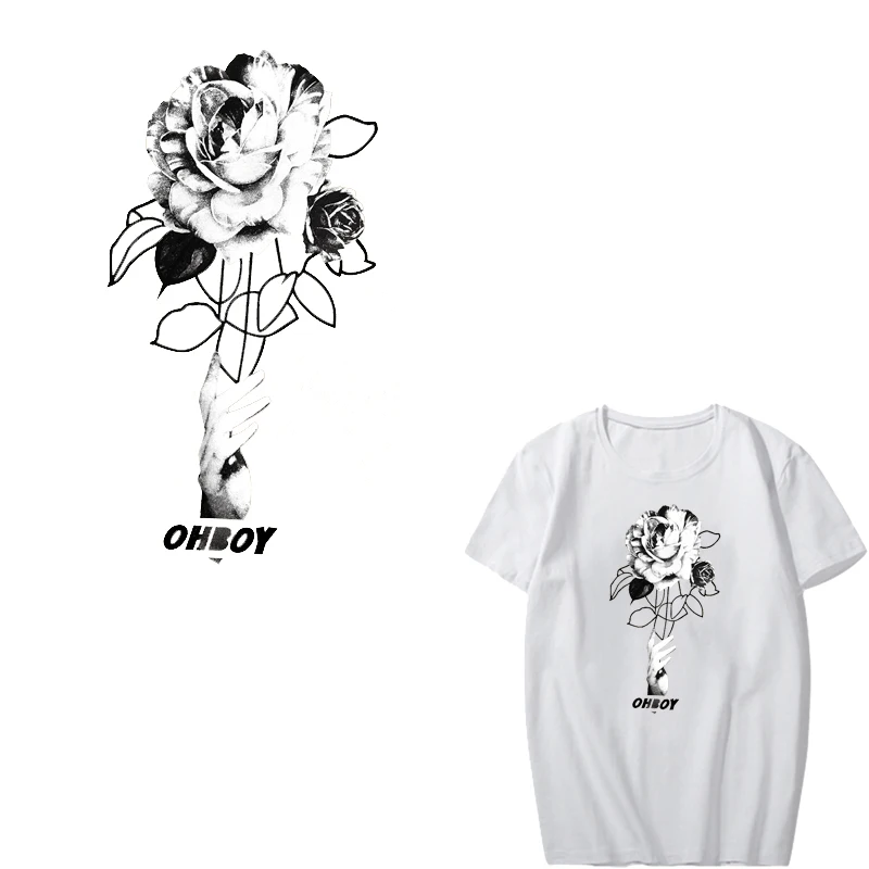 

Iron on Transfer Letter Flower Patches for Clothing DIY T-shirt Applique Heat Transfer Vinyl Stickers on Clothes Heat Press