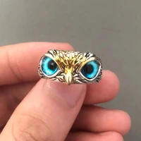 2021 creative owl ring punk demon eye animal open adjustable rings for women men vintage couple ring fashion jewelry best gift