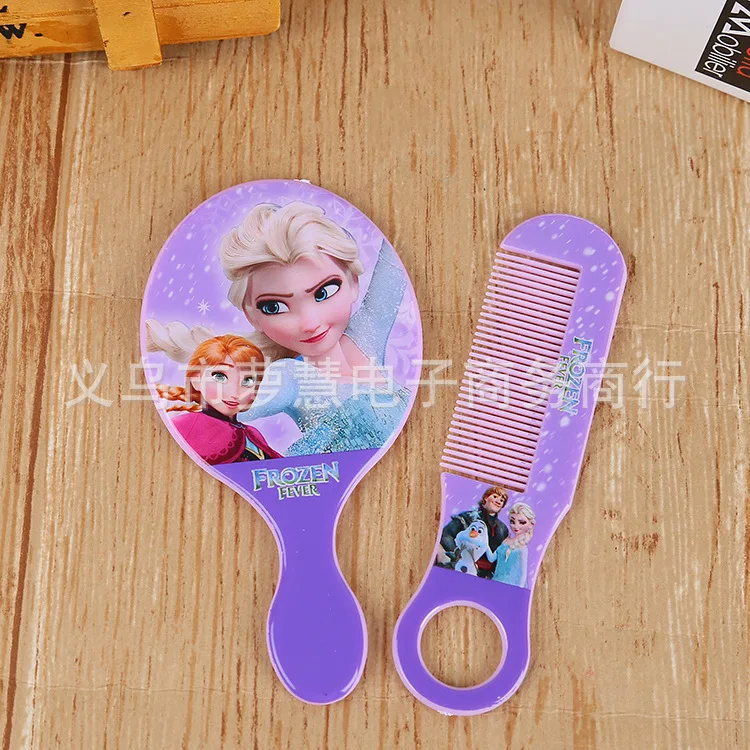 2 шт./компл. disney замороженные мультфильм дети зеркало+ расческа Кукла Эльза аксессуары девушка подарок на день рождения косметическая игрушка портативное детское зеркало