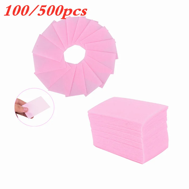 

100/500 шт., безворсовые салфетки для снятия лака для ногтей, 100% хлопок