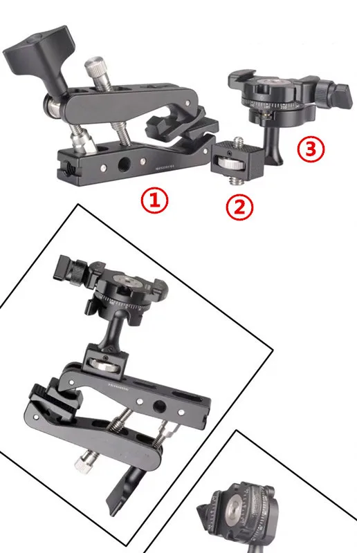 Металлический поворотный кронштейн с зажимом крабом для камеры студисветильник