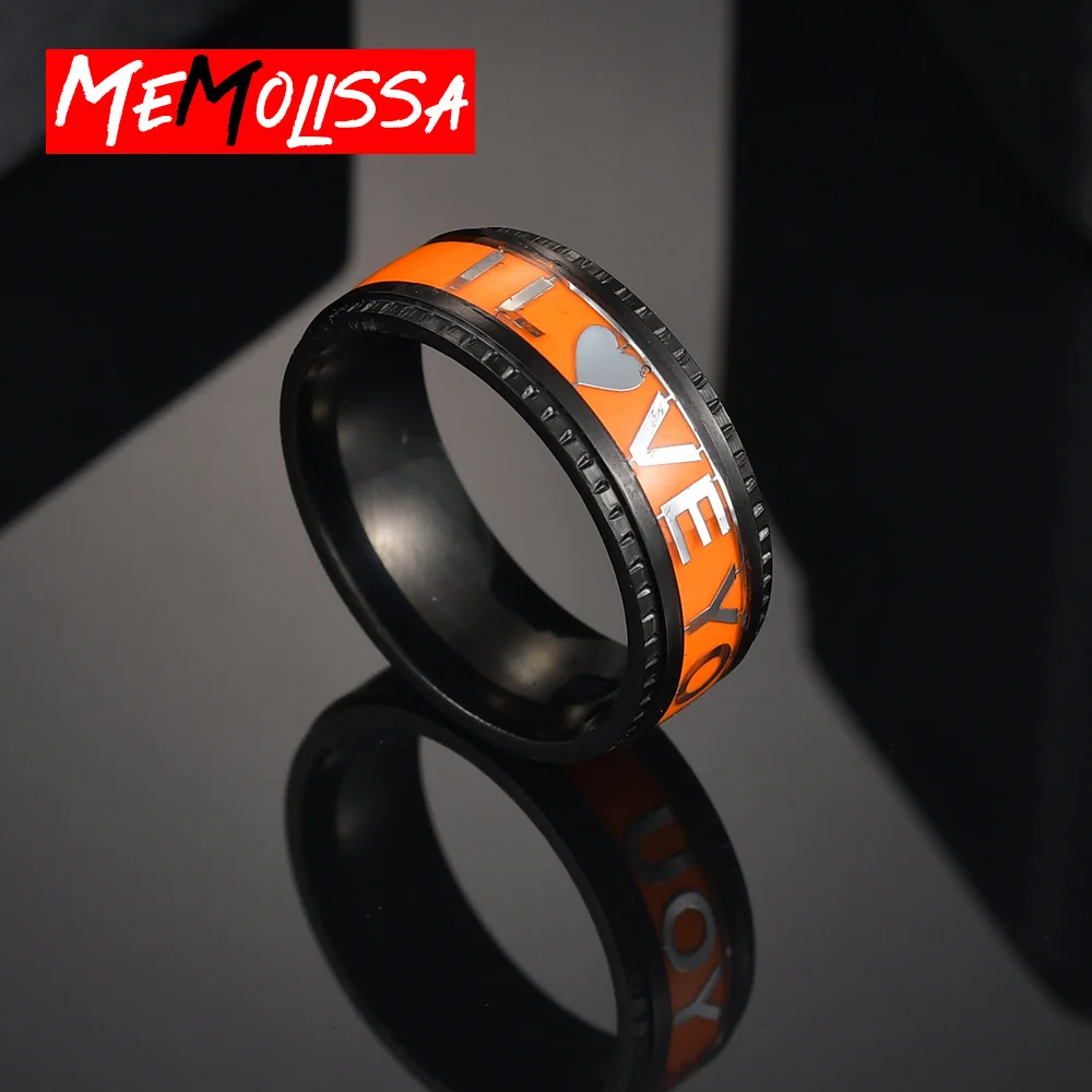 Светящиеся флуоресцентные светящиеся буквы обручальное кольцо для мужчин