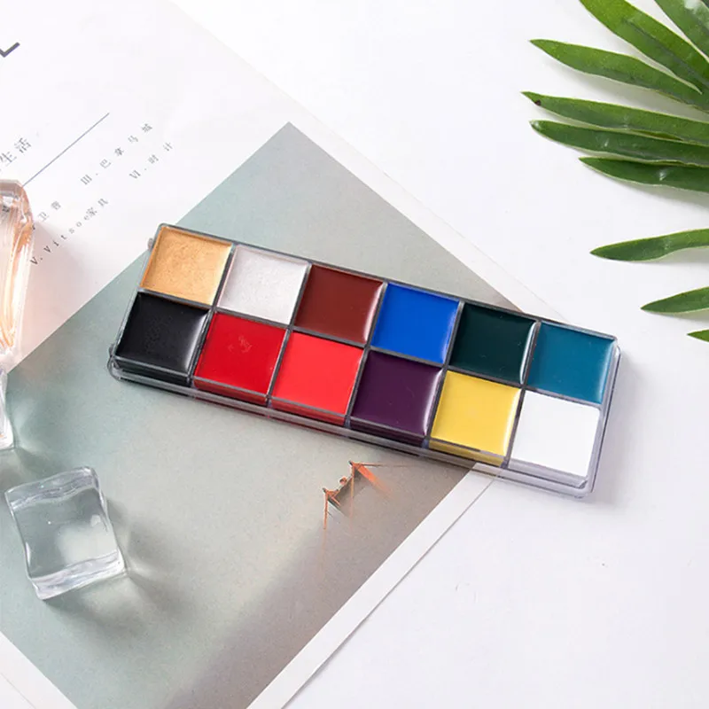 

12 цветов, живопись для тела, живопись лица клоуна, боди-арт, картина маслом, женская косметика