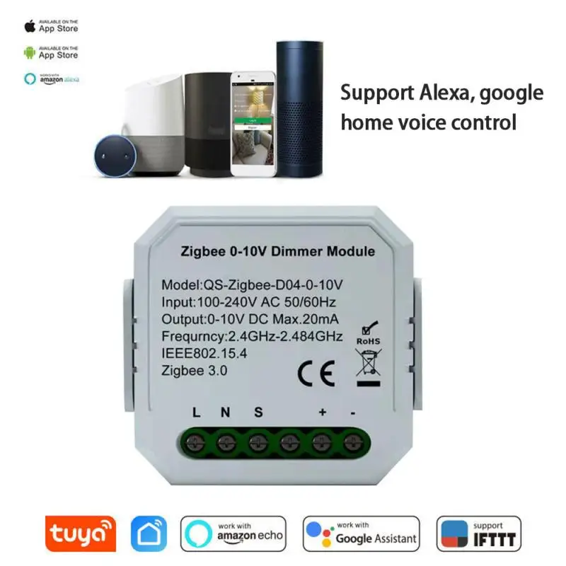 

Умный регулятор света Zigbee, переключатель вкл/выкл, регулировка яркости, 0-10 В, С евровилкой