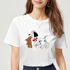 Милая футболка с мультяшным рисунком, Новая модная женская одежда в стиле ретро с коротким рукавом и принтом из маленьких далматинцев Диснея