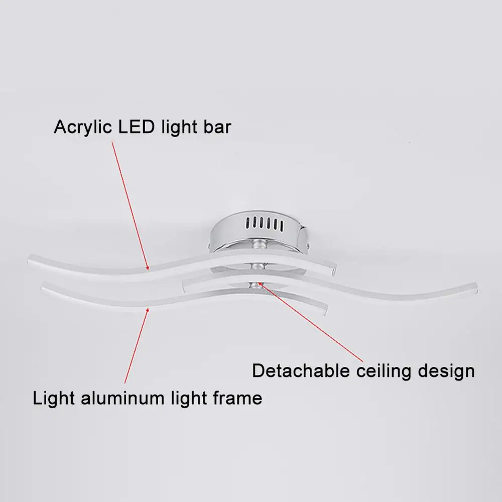 18W 24W LED moderno Panel de luz Led de techo, luz de aluminio bifurcado en forma de lámpara de techo para habitación Decoración Para sala de estar lámpara 85-265V