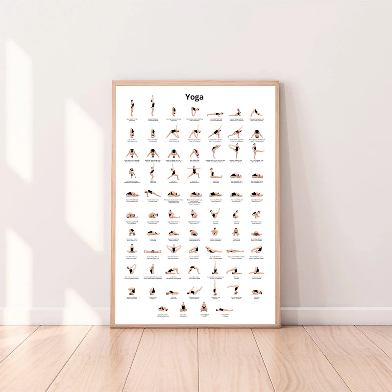 Йога диаграмма начальной создают начинающих женщина тренажерный зал холст