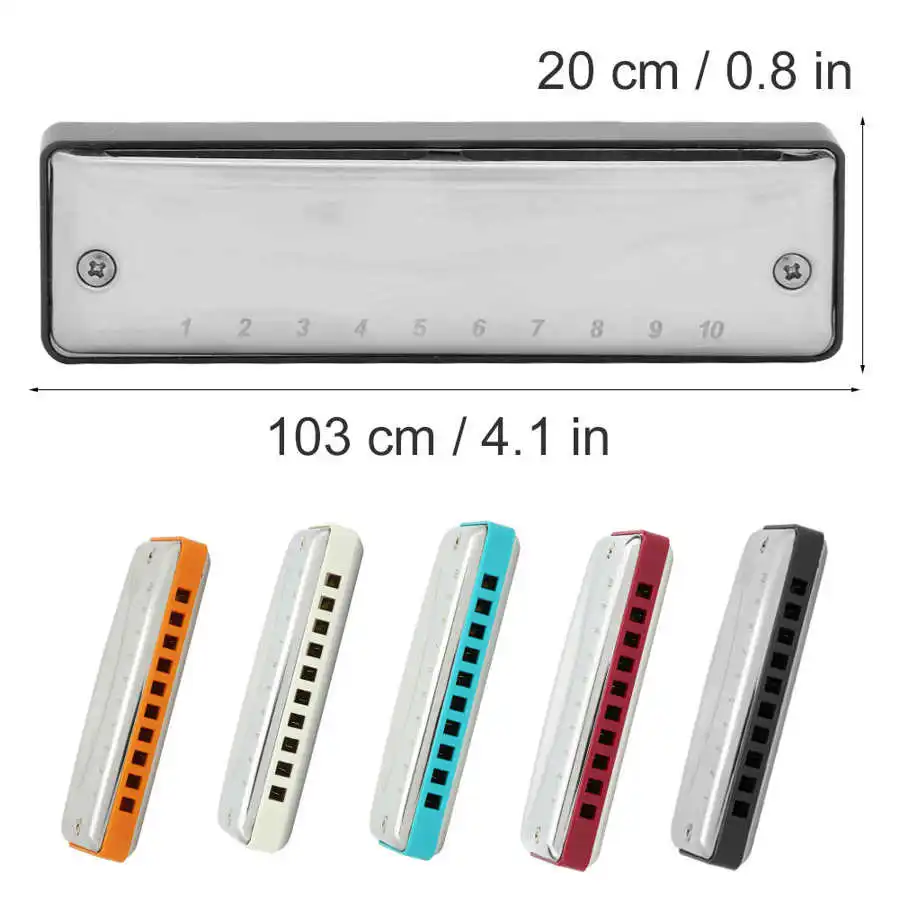 

Blues Harmonica 10-Hole Mouthorgan Key Portable Beginner Gift High Gloss Waterproof Harmonica