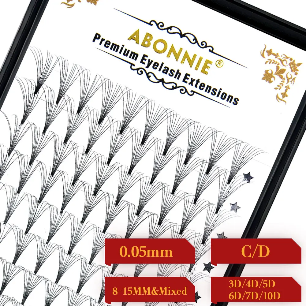 Abonnie 0 05 3d/4d/5d/6d/7d/10d CD короткие предварительно сделанные объемные веера