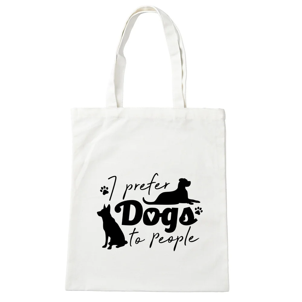 

Я предпочитаю собак, хлопчатобумажная Холщовая Сумка-тоут, сумка через плечо, женская сумка-тоут, многоразовые сумки для покупок для продук...