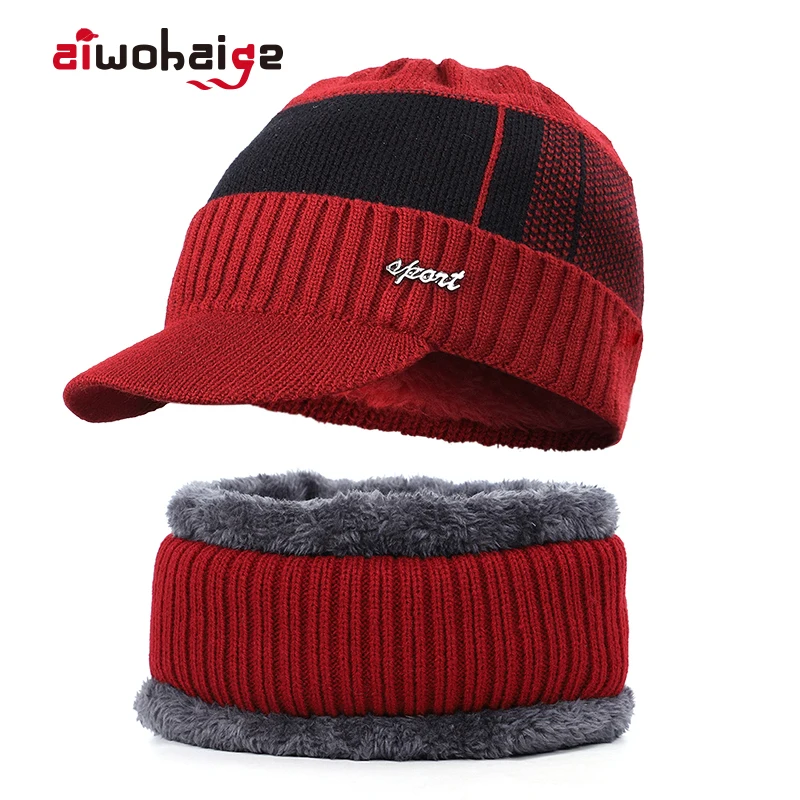 

Зимняя мужская Шапка-бини 2019, теплая плотная Шапка-бини, мягкая шапка, вязаная шапка, комплект из 2 предметов, Мешковатые шапочки, популярные ...