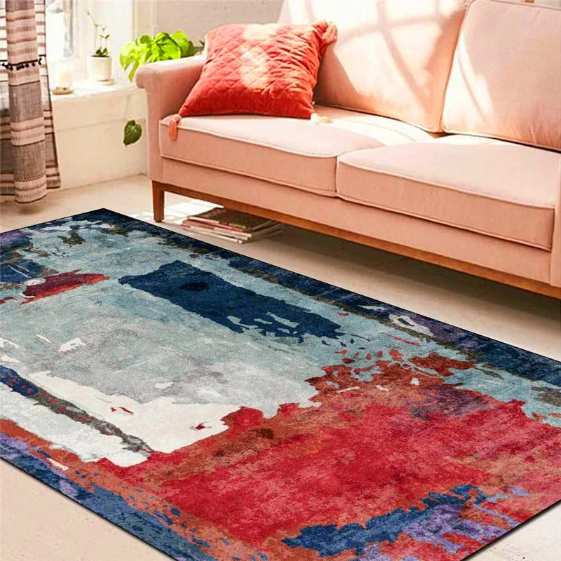 

Fashion Abstract Rug Ink Painting Blue Red Wine Red Carpet Living Room Bedroom Bedside Carpet Kitchen Bathroom Floor Mat