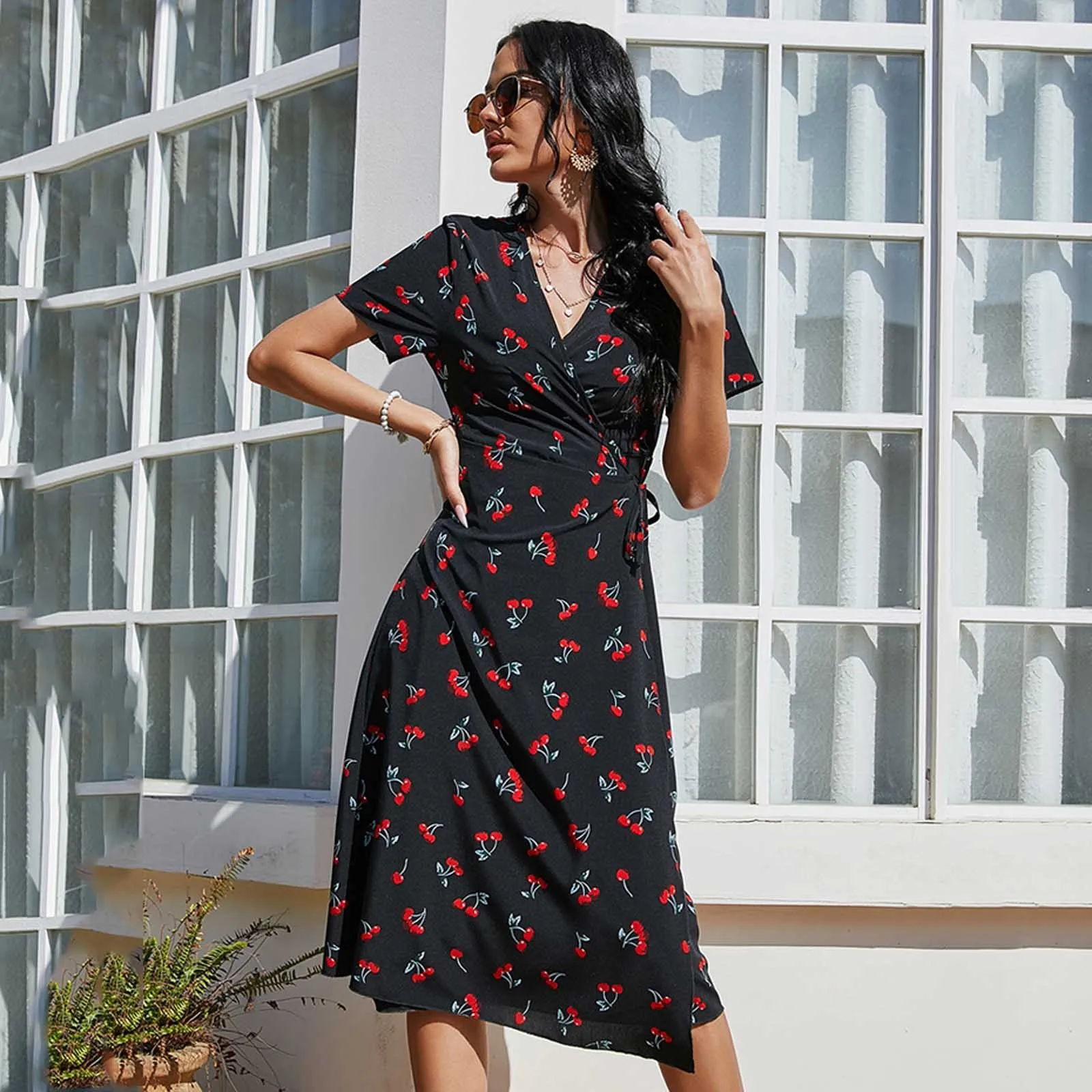 

40# Floral Print Maxi Dress Women Bohemian V-neck Elegant Dresses For Women 2021 Holiday Chiffon Summer Dress 2021 Vestidos