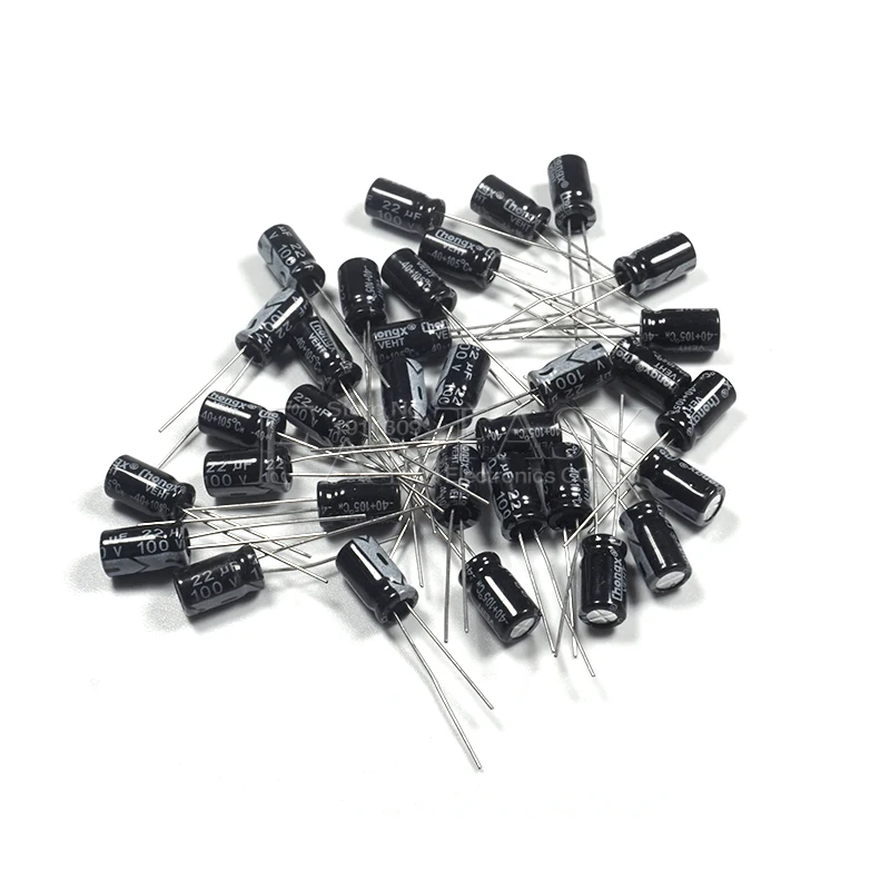 50 шт. электролитический конденсатор 100 в 22 мкФ 6 х11 мм|electrolytic capacitors|22uf 100vcapacitor
