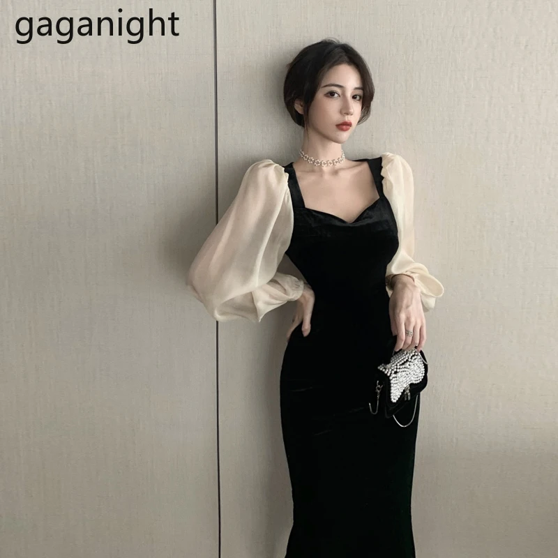 Женское платье макси с длинным рукавом в стиле пэчворк | Женская одежда