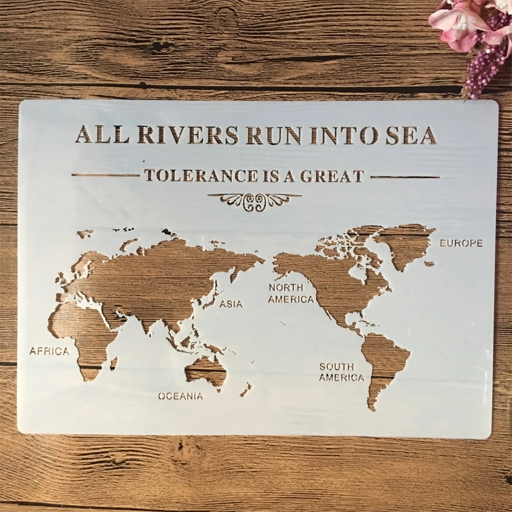 

A4 29cm Rivers Sea World Map DIY Layering Stencils Wall Painting Scrapbook Coloring Embossing Album Decorative Template