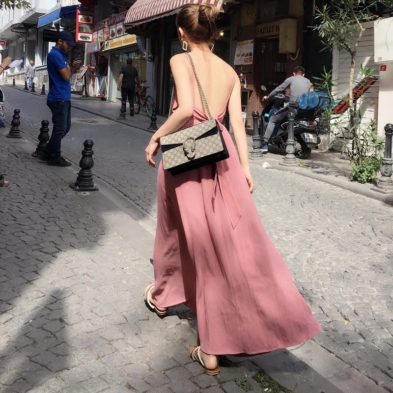 Летнее однотонное платье для девочек платья с бантом на бретелях сексуальное