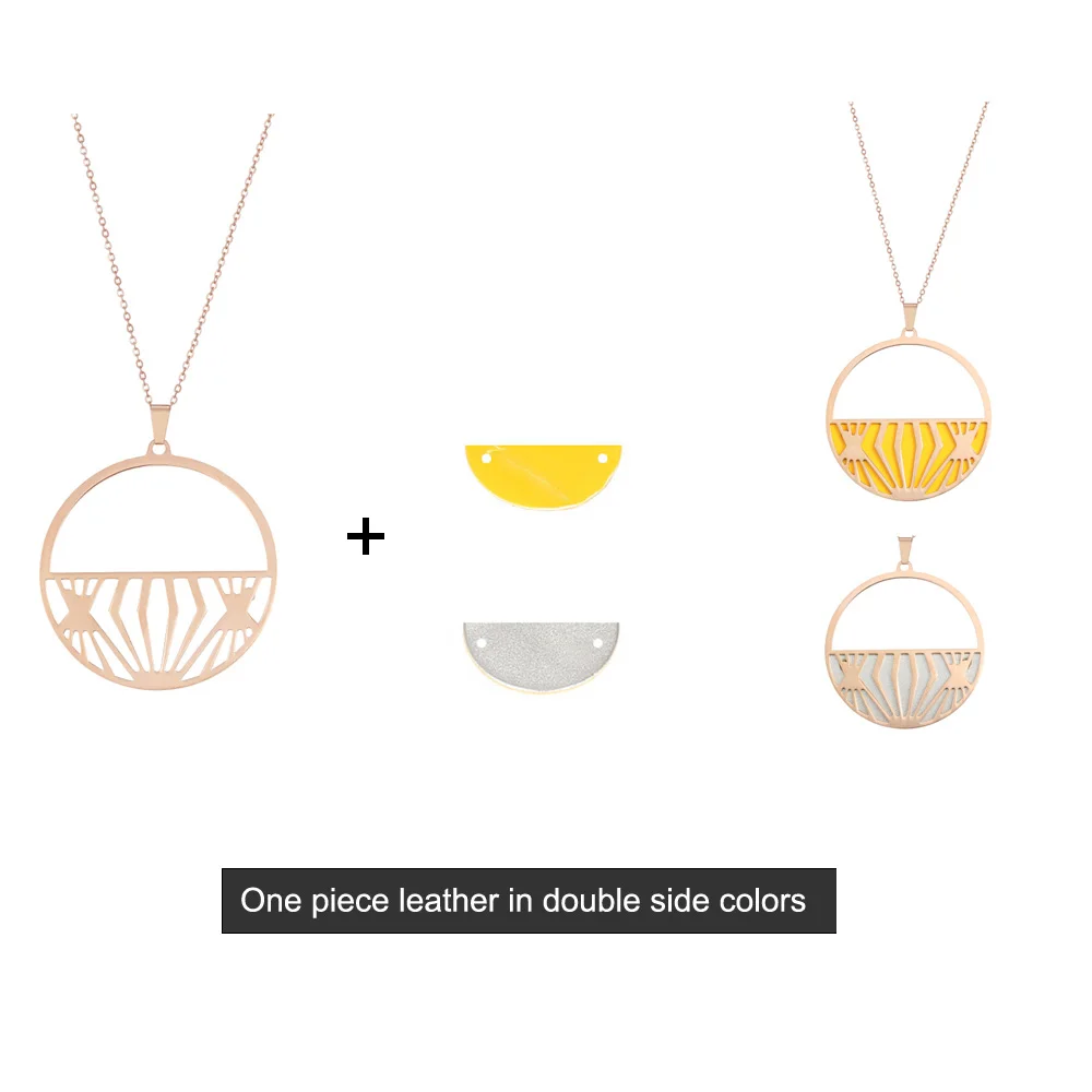 Цепочка Женская со сменным кожаным кулоном цвета розового золота | Украшения и