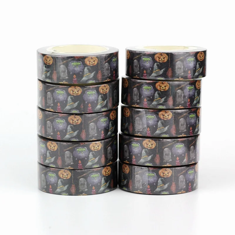 

NEW 10pcs/Lot Decorative Pumpkins Magic hats Halloween Element Washi Tapes Bullet Journal Adhesive Masking Tape Cute Stationery