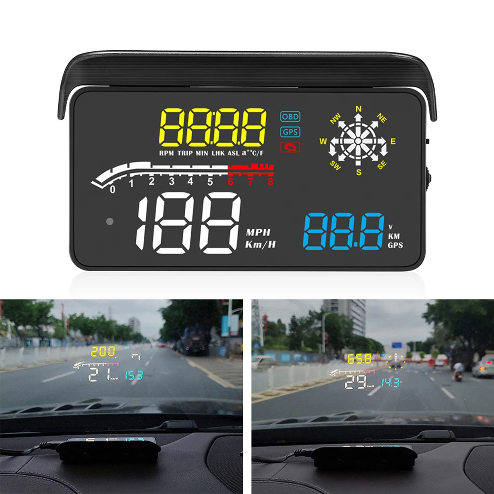 

Универсальный электронный проектор на лобовое стекло автомобиля OBD сканер HUD OBD2 дисплей на лобовое стекло Предупреждение о превышении скор...