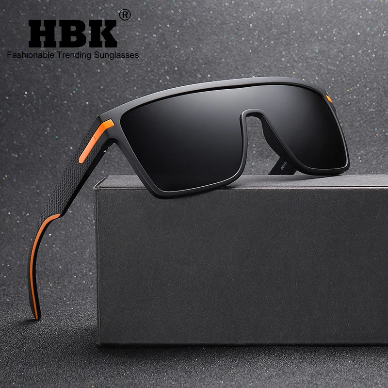 

HBK Polarized Sunglasses Men Women UltraLight Square Oversized Mirror Sun Glasses For Male Driving Fishing UV400 Goggles 26g