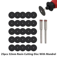 25pcs 32mm grinding wheel resin cutting disc mini circular saw blade rotary cut off wheels with mandrels for dremel rotary tools