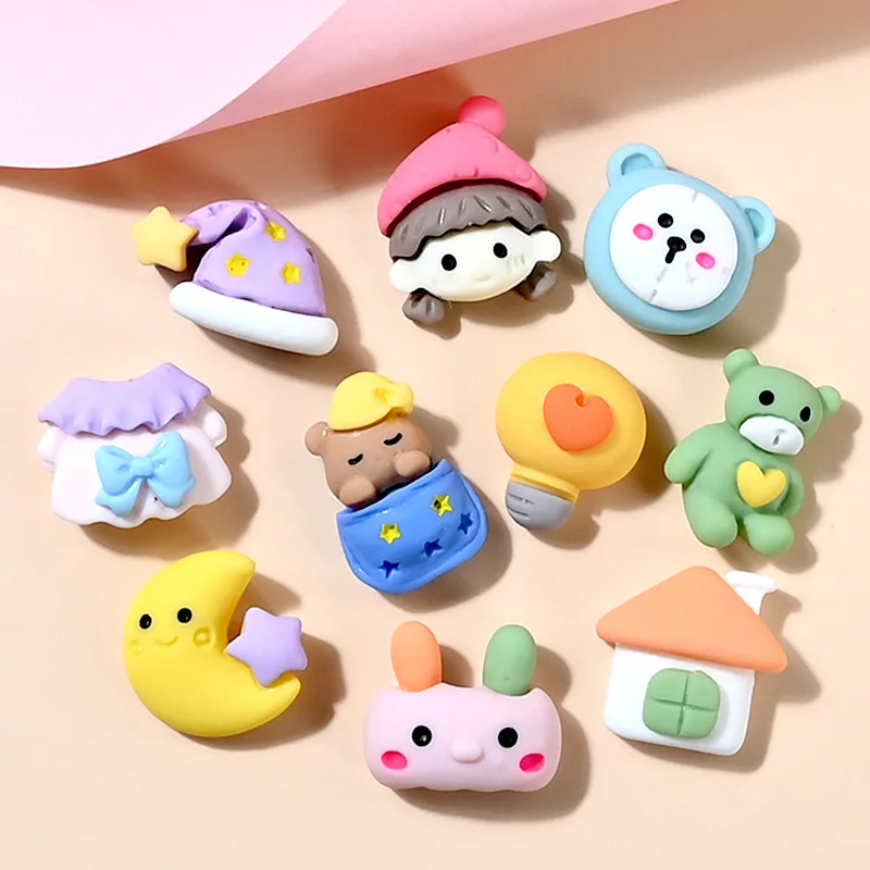 

30Pcs Mini Cartoon Flatback Resin Ornaments Cabochon Phone Cup Embellishments Bow Hairpin Jewelry Scrapbook Crafts Accessories