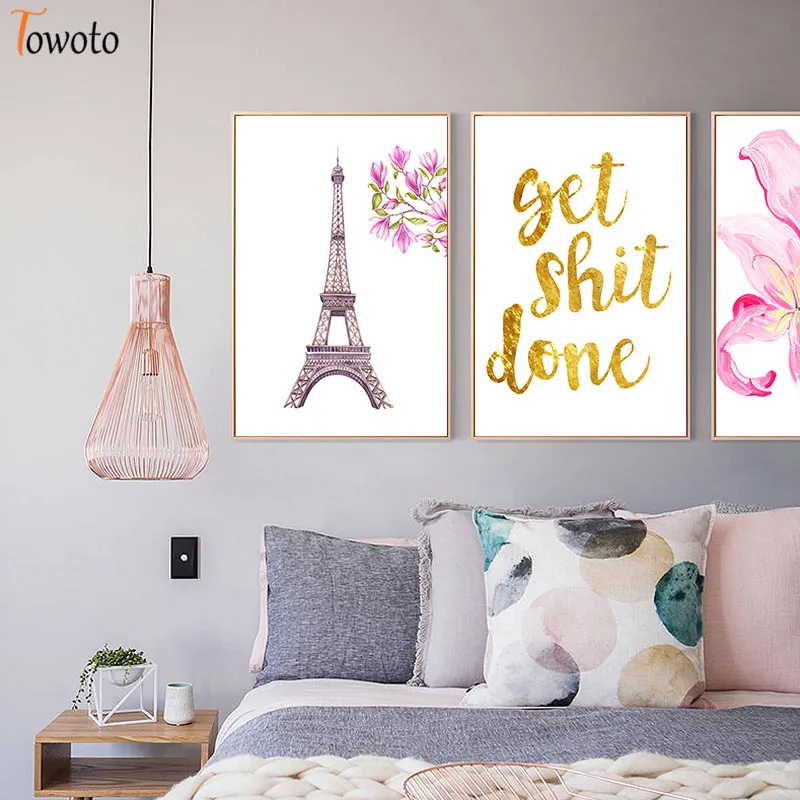 Вода Цвет розовый цветок настенный плакат для Гостиная яркие Картина на холсте