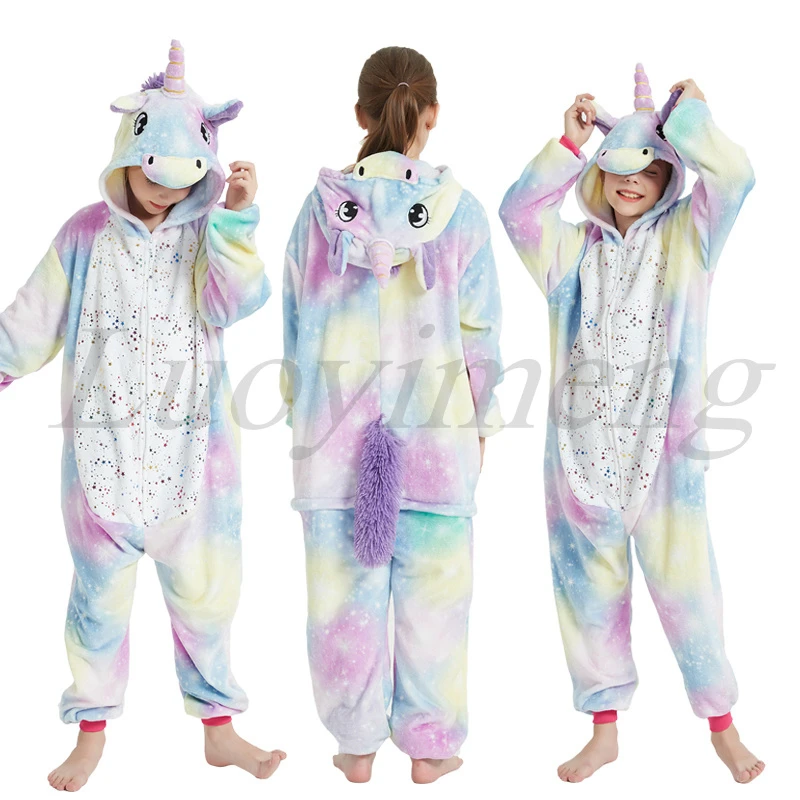 

Пижама с капюшоном для мальчиков и девочек, детская одежда для сна с длинным рукавом, праздвечерние чные костюмы для подростков, с единорого...