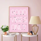 Good Vibes Only с принтом с цитатой неоновые огни, вывеска, вдохновляющий постер, розовые позитивные цитаты, настенное искусство, Картина на холсте, декор для домашней комнаты
