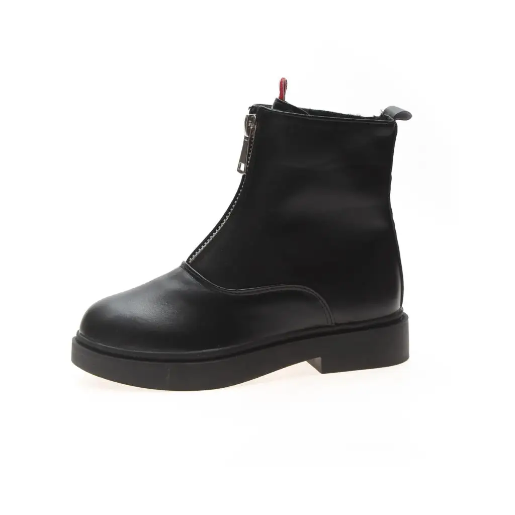 Новинка 2019 года Сезон Зима Модные ботильоны из искусственной кожи высокого