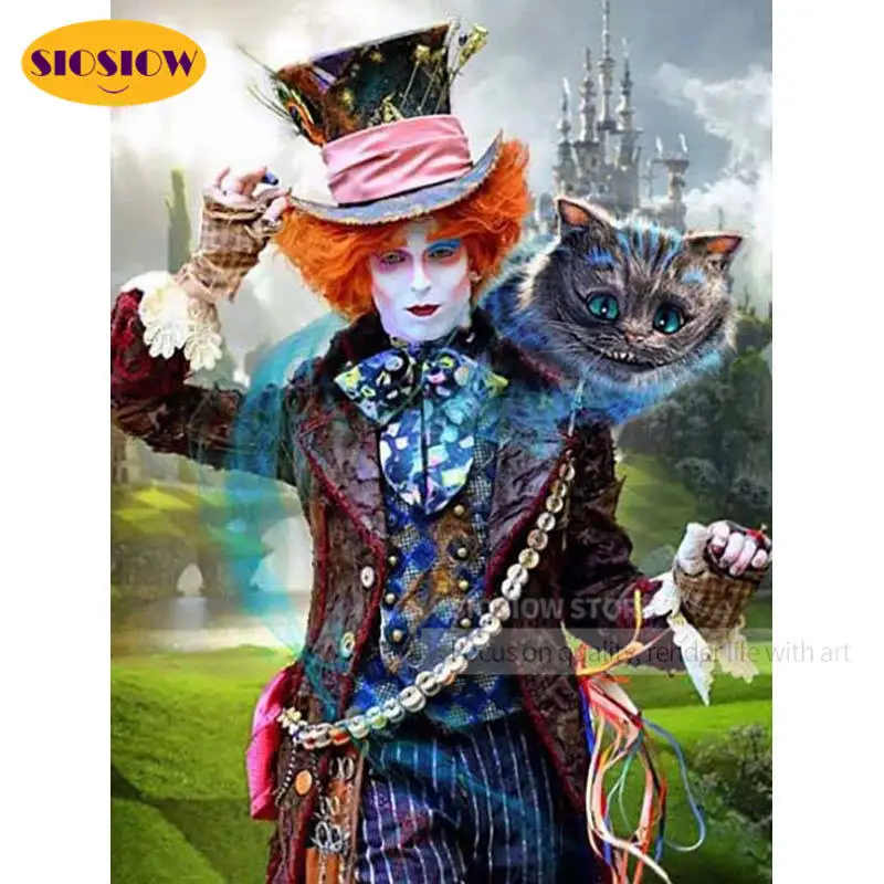 Полностью Квадратный бриллиант 5D картина фильма Алиса в стране чудес Алмазная