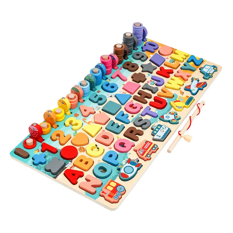 

Building Blocks, Fishing Educational Toys, Children'S Multi-Function Logarithmic Board, All-In-One Alphanumeric Building Blocks