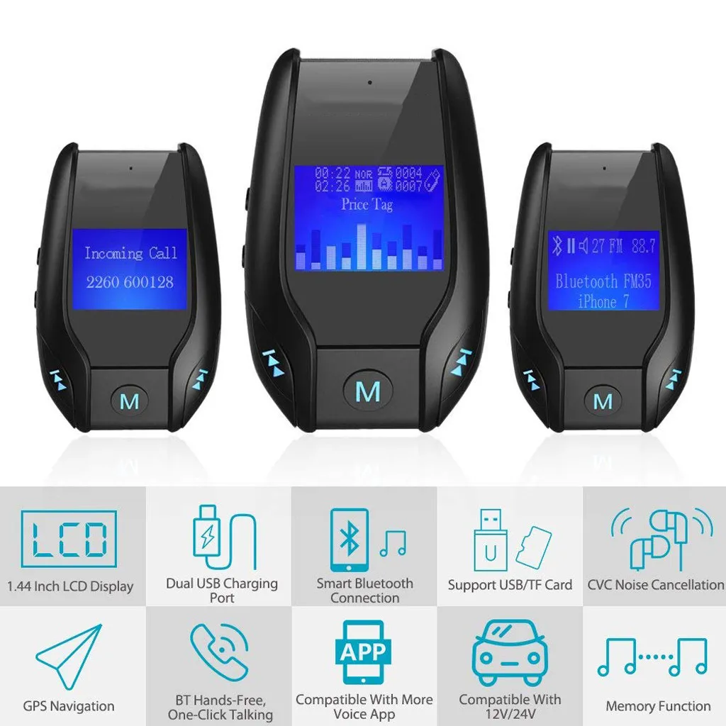 Bluetooth автомобильный fm-передатчик MP3-плеер Hands Free Радио Аудио плееры адаптер Комплект два Usb порта зарядные устройства D2