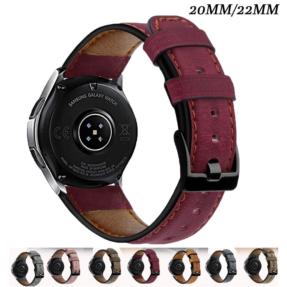 

22mm watch band For samsung Galaxy watch 3 45/46mm Amazfit GTR 47mm/Gear S3 frontier leather correa Huawei watch gt 2/2e strap