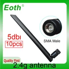EOTH 10 шт. антенна 2,4g 5dbi sma male wlan Wi-Fi 2,4 ГГц антенна pbx iot модуль маршрутизатор tp link сигнальный приемник антенна с высоким коэффициентом усиления