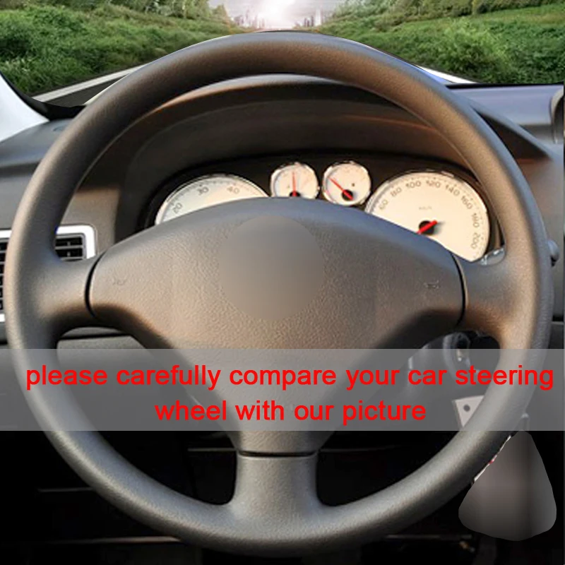 Handsewing BlackPU Artificial Leather Car Steering Wheel Covers Wrap for Peugeot 307 2001-2008 SW 2005-2008 | Автомобили и