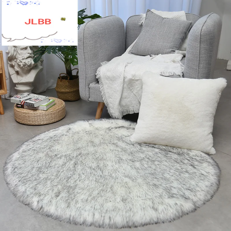 

Round rug/carpet fluffy soft carpet for living room modern long pile acrylic girly bedroom carpet white pink carpet floor mat