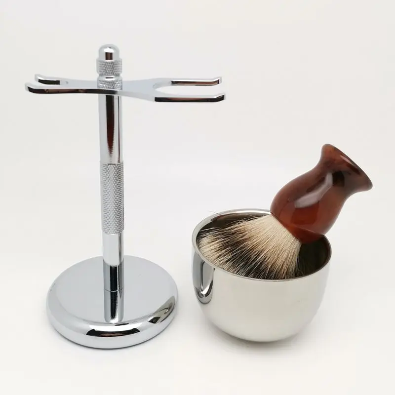 Набор кистей для бритья TEYO включает в себя чашу стойку супер сильвертип барсук