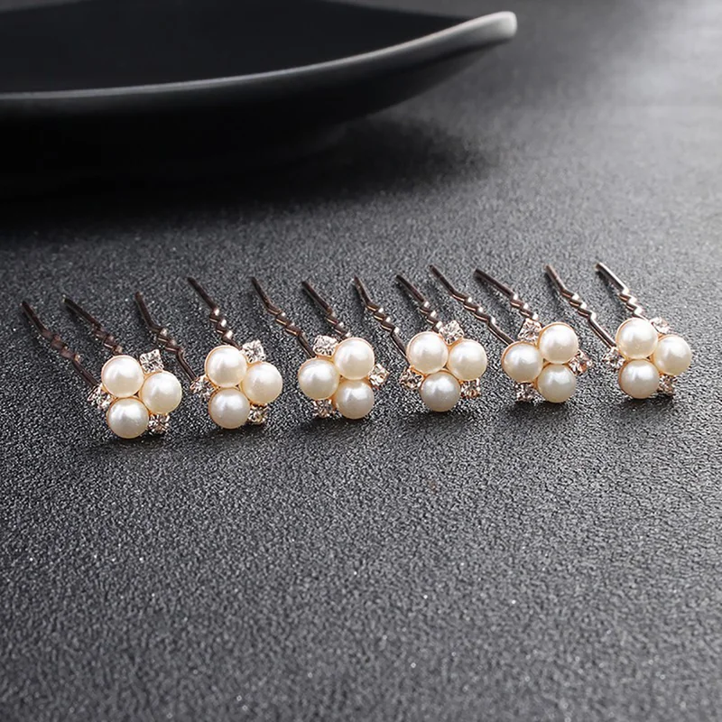 

Women U-shaped Metal Barrette Hairpins Pearl Bridal Hair Wedding Hairstyle Tools Wedding Headdress With Pearl Hair