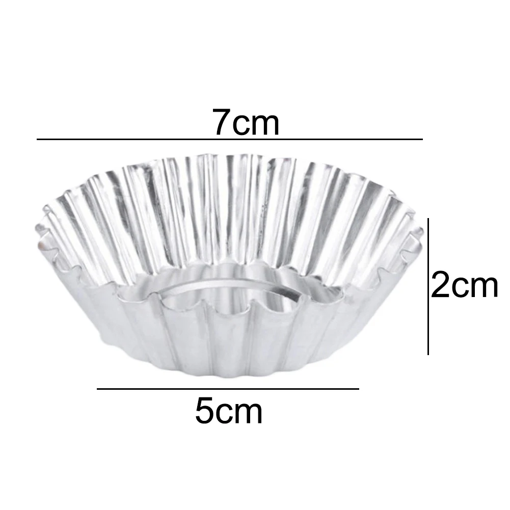 100pcs egg tart mold Portuguese chrysanthemum flower coconut round cake aluminum thick lace tower | Дом и сад