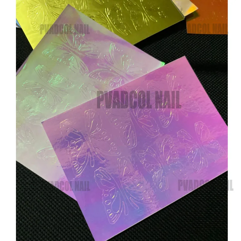 Бабочка ногтей крылья голографическая 3D наклейки для переводная картинка