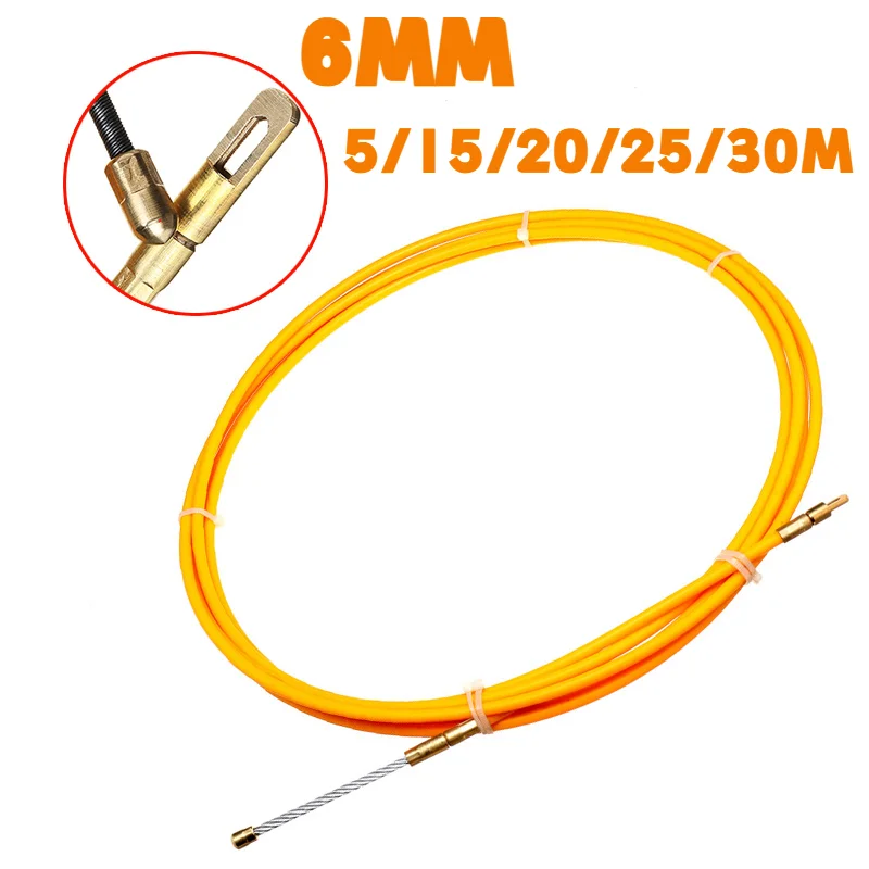 5/10/15/20/25/30m 6mm Guide Device Fiberglass Electric Cable Push Pullers Duct Rodder Fish Tape Wire Wiring Accessories