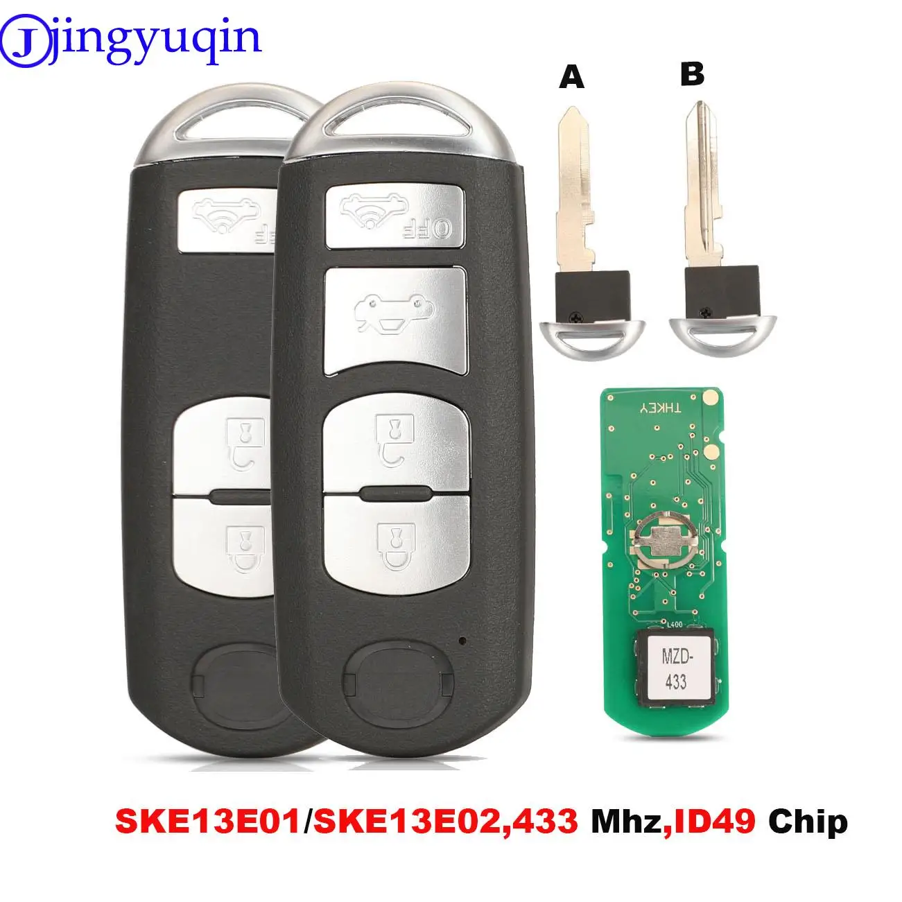 

jingyuqin 433 Mhz Remote Car Key ID49 CHIP For Mazda 3 Cx-5 Mx-5 Axela 2017 Smart Key Full Key Copy