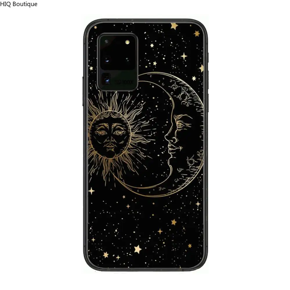 

Sun moon with face Phone cover hull For SamSung Galaxy S 6 7 8 9 10 20 21 Plus Edge E note 5G Lite Ultra black soft bumper