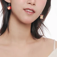 stillgirl cute 1pair unusual fruit pendant earrings for women kpop apple heart female y2k fashion jewelry gift pendientes arete
