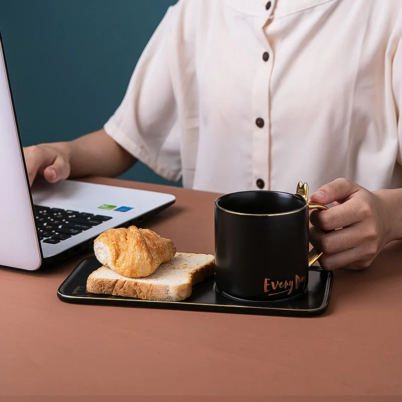 Креативная кофейная чашка и блюдце набор керамическая для завтрака молока