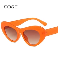 soei ins popular fashion cat eye women sunglasses retro jelly orange green shades uv400 men trending oval gradient sun glasses