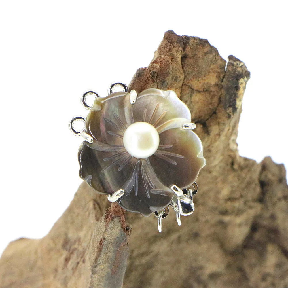 Высококачественная 3-рядная пряжка в виде цветка Пряжка из сплава с жемчугом